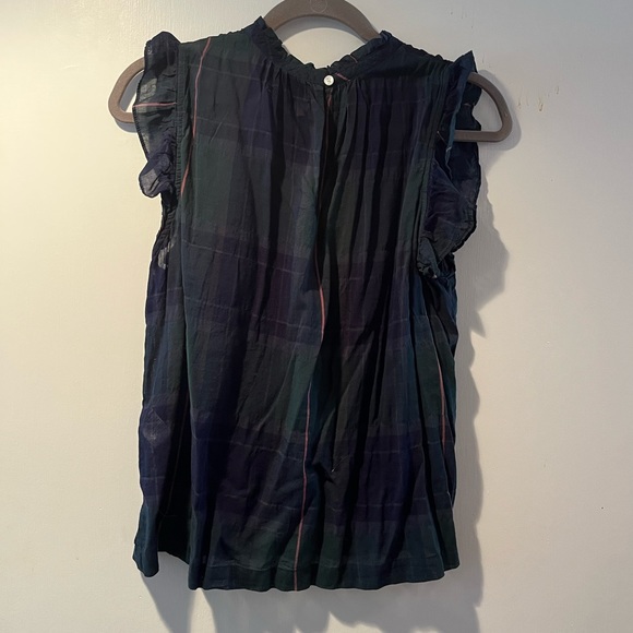 Anthropologie Ruffled Sleeves Flannel Blouse - Picture 3 of 3